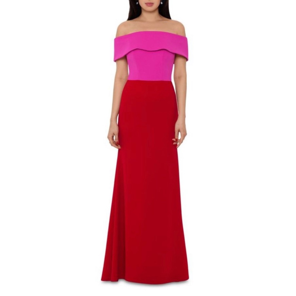 BETSY & ADAM Womens Pink Short Sleeve Full-Length Formal Gown Dress Petites 12P